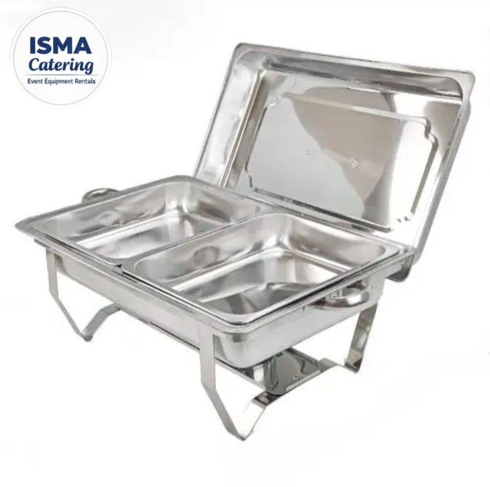Silver chafing dish with two compartments