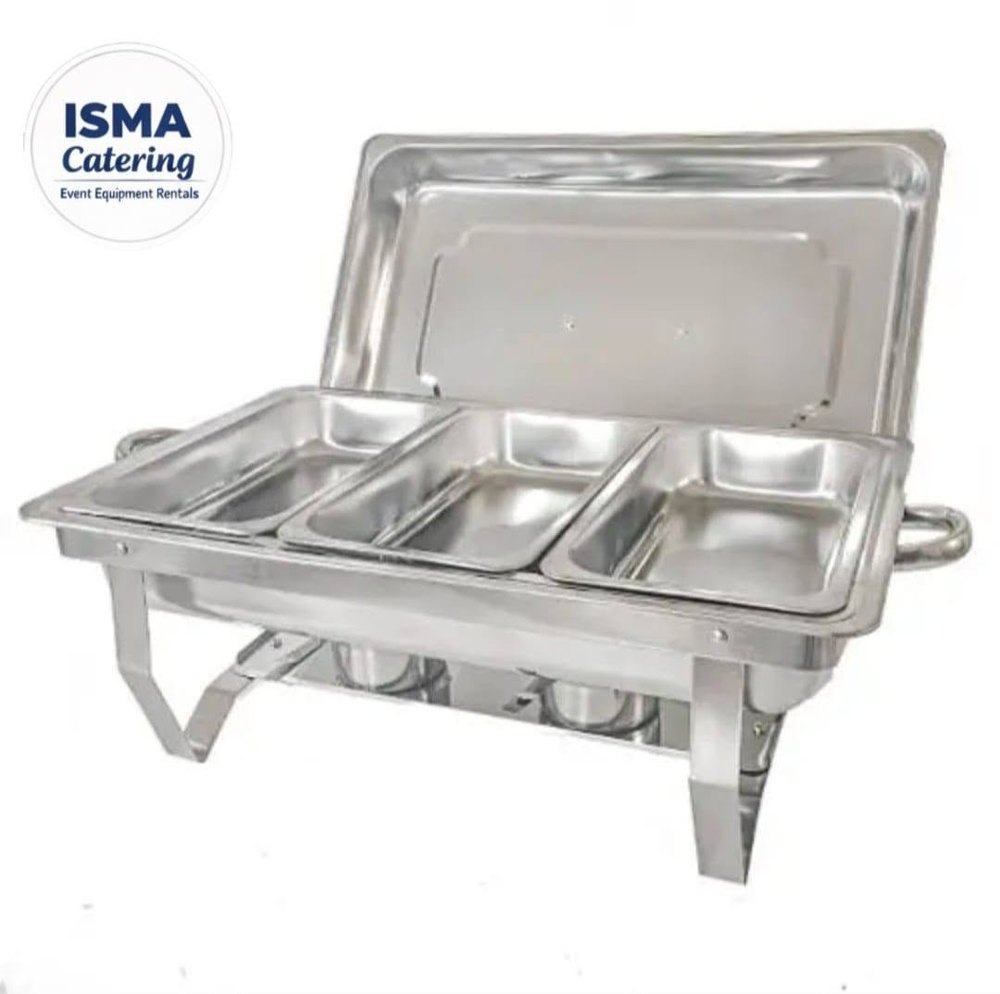 Silver chafing dish with three compartments