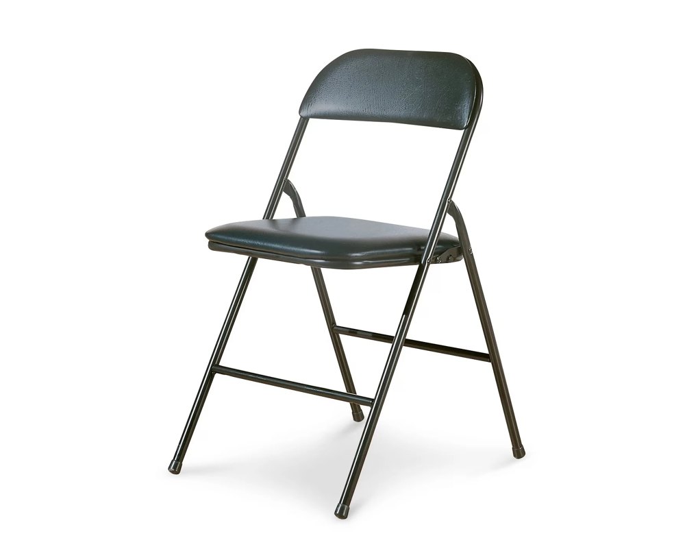 Black padded folding chair for adults